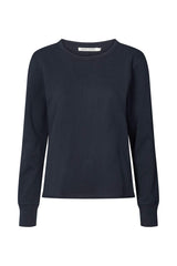 Hila - Light stretch crew neck top I Navy Navy XS 1 - Rabens Saloner - DK