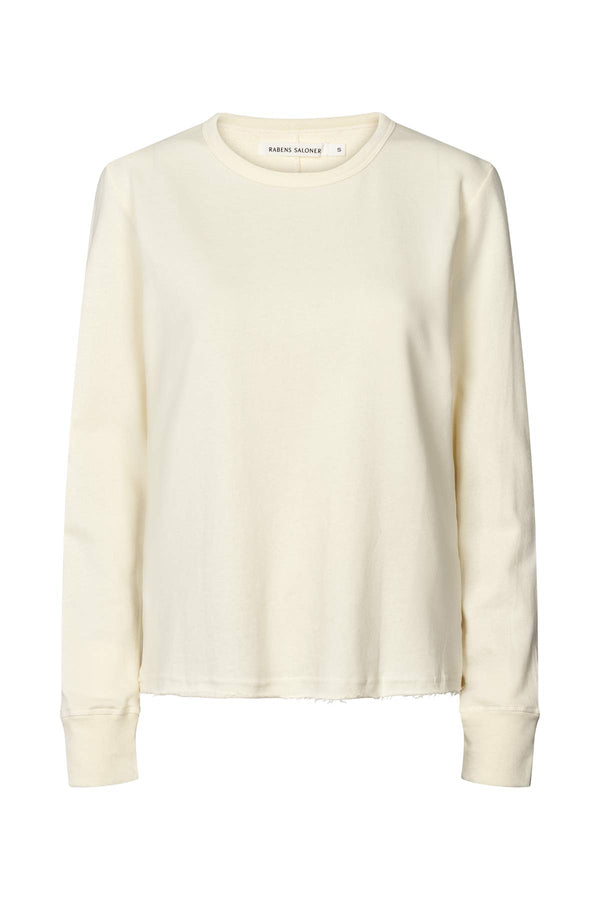 Hila - Light stretch crew neck top I Winter white Winter white XS 1 - Rabens Saloner - DK