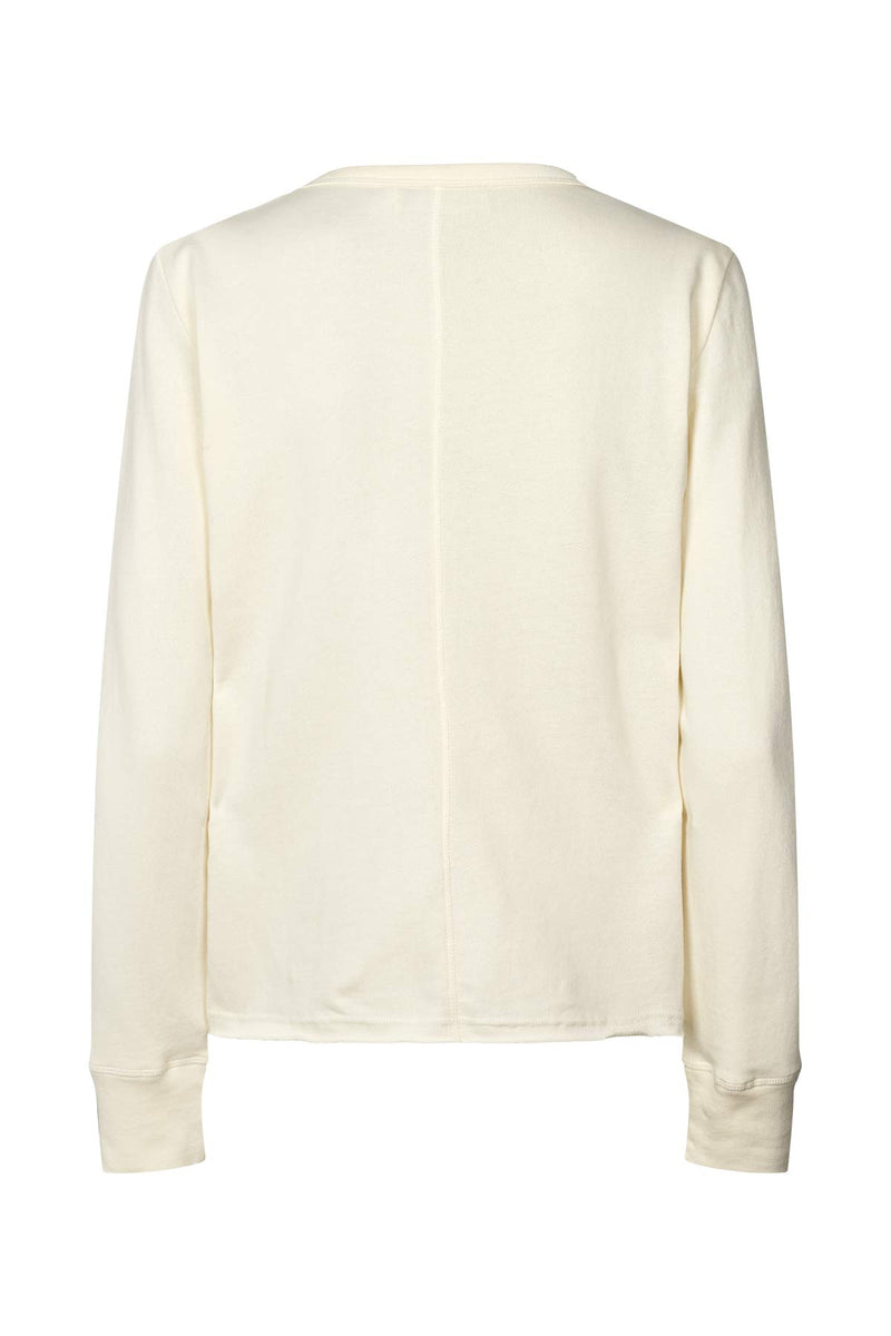 Hila - Light stretch crew neck top I Winter white 2 - Rabens Saloner - DK