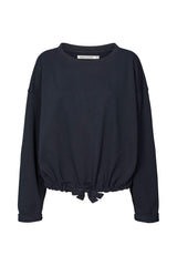 Sheela - Sweat drawstring top I Navy    1 - Rabens Saloner - DK