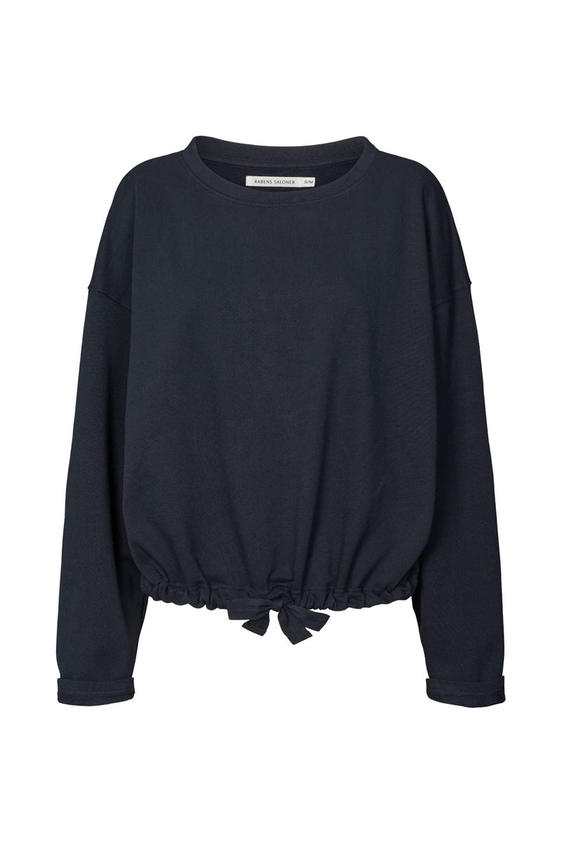 Sheela - Sweat drawstring top I Navy    1 - Rabens Saloner - DK