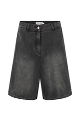 Raha - Denim black wide shorts I Washed black denim Washed black denim XS 7 - Rabens Saloner - DK