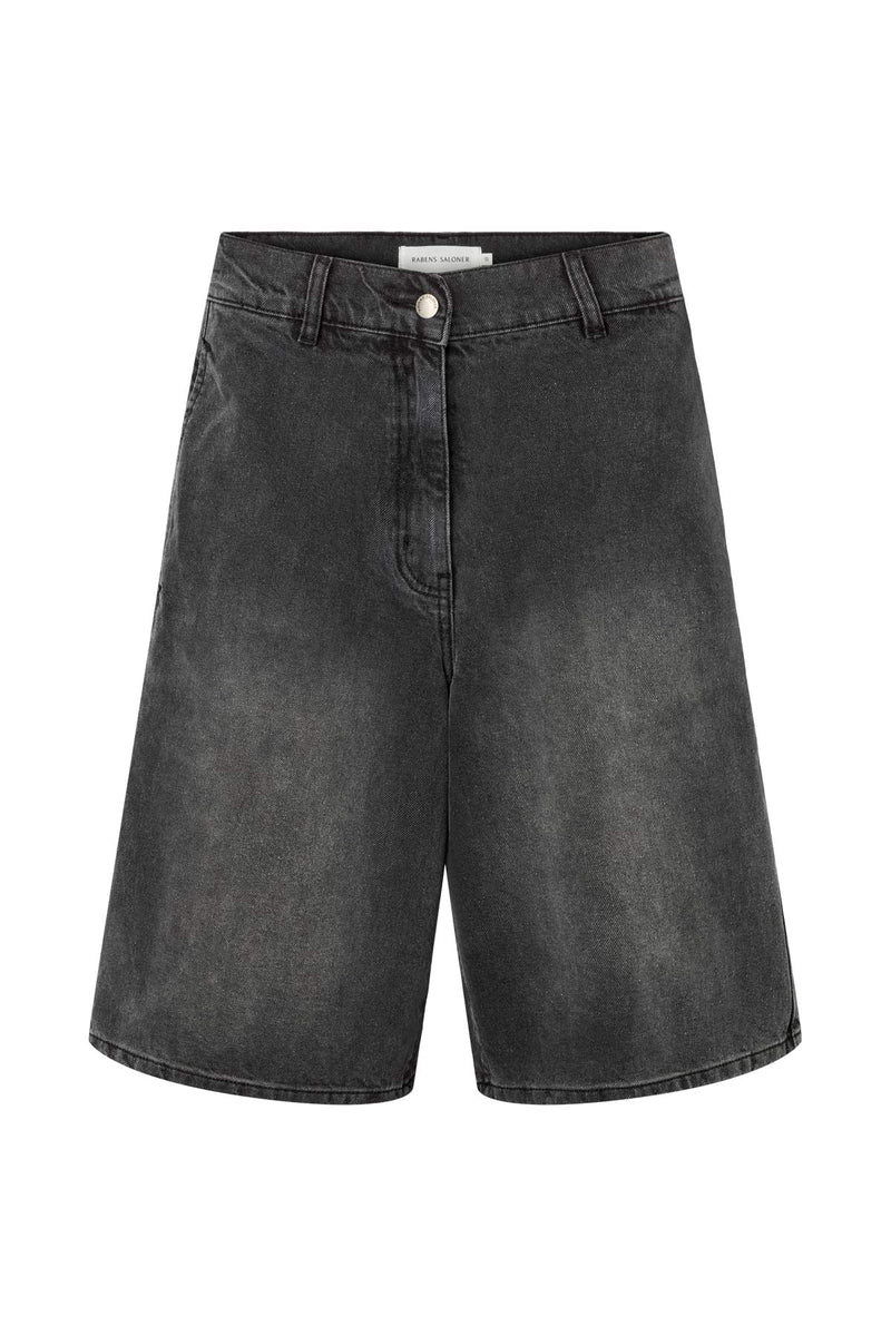 Raha - Denim black wide shorts I Washed black denim Washed black denim XS 1 - Rabens Saloner - DK