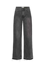 Denim black straight pants - Fellini I Washed black denim 5 - Rabens Saloner - DK