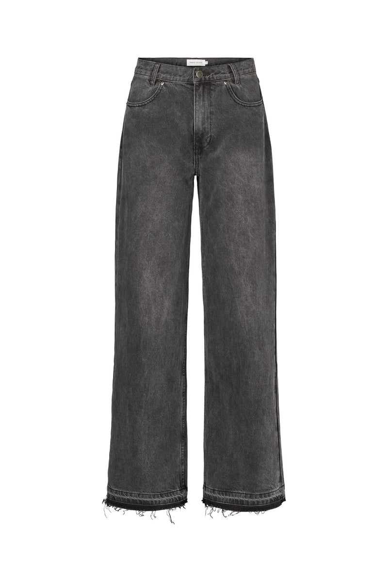 Denim black straight pants - Fellini I Washed black denim 5 - Rabens Saloner - DK