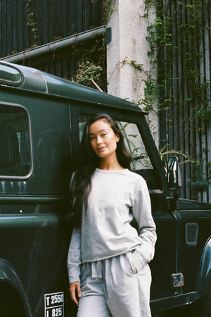 Hila - Light stretch crew neck top I Grey melange Grey melange XS 6 - Rabens Saloner - DK