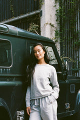 Hila - Light stretch crew neck top I Grey melange 1 - Rabens Saloner - DK
