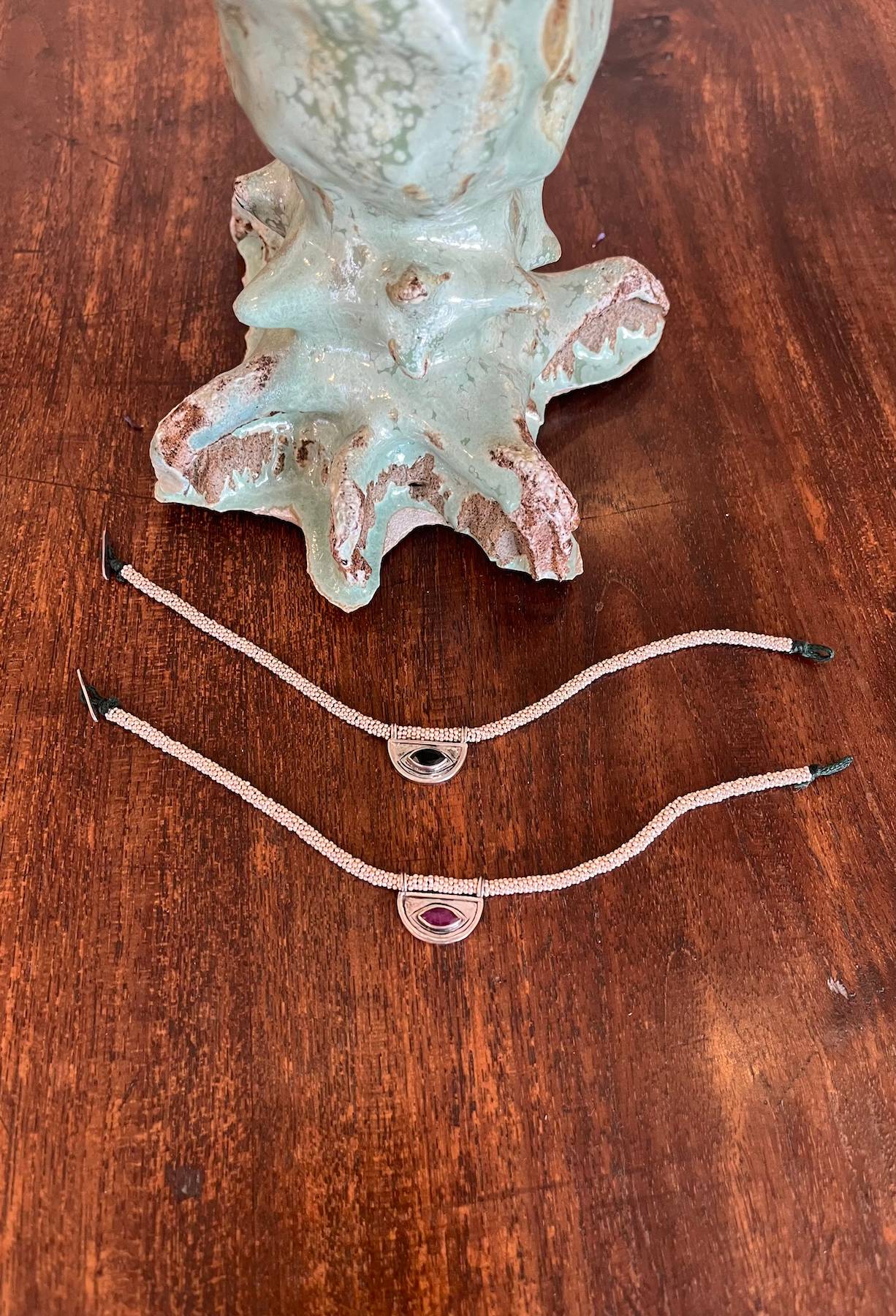 Nafsu- Bead bracelet w/gold fertility pendant I Red Ruby 4 - Rabens Saloner - DK