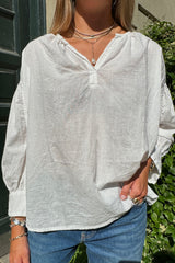 Charlot - Cotton gathered sleeve blouse I White    3 - Rabens Saloner - DK