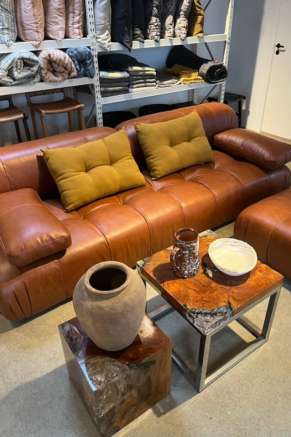 Leather Sofa W/ Pouf - Rabens Apartment I Brown 1 - Rabens Saloner - DK