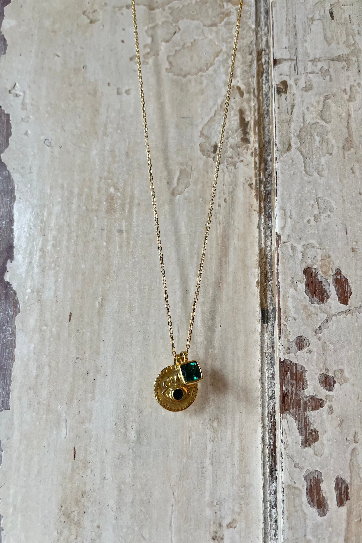 Nafsu - Necklace w/eye and square pendant I Green combo Green combo   2 - Rabens Saloner - DK