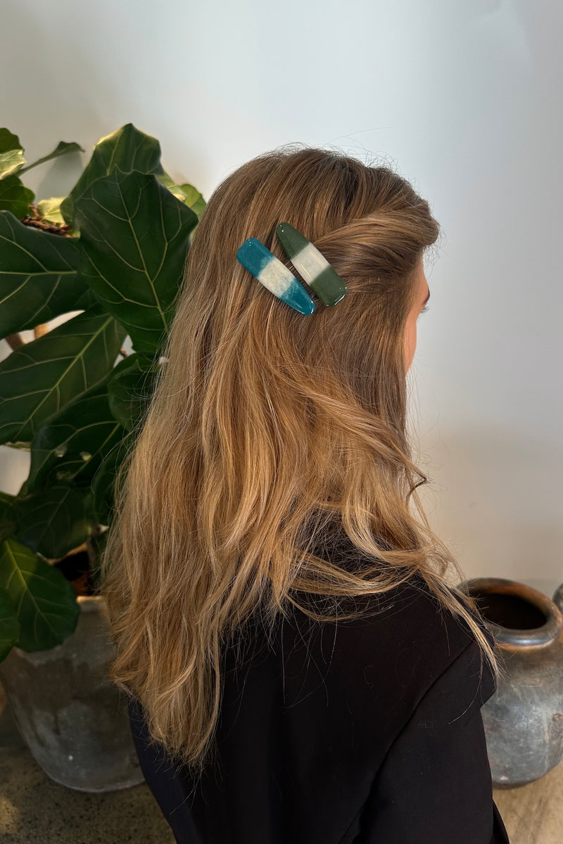 Hair Clip - Zia I Turquoise Stripe    2 - Rabens Saloner - DK