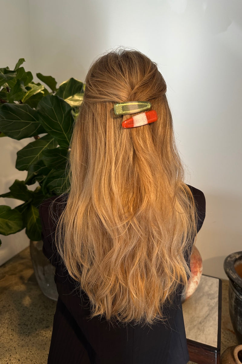 Hair Clip - Zia I Burnt Orange Stripe    2 - Rabens Saloner - DK