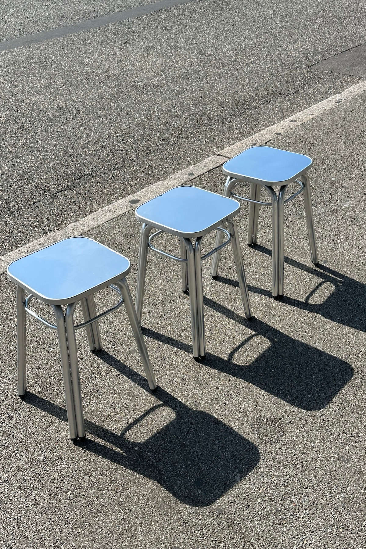 Aluminium Stool with Mirror Seat I Set of 2 - Rabens Apartment I Silver 3 - Rabens Saloner - DK