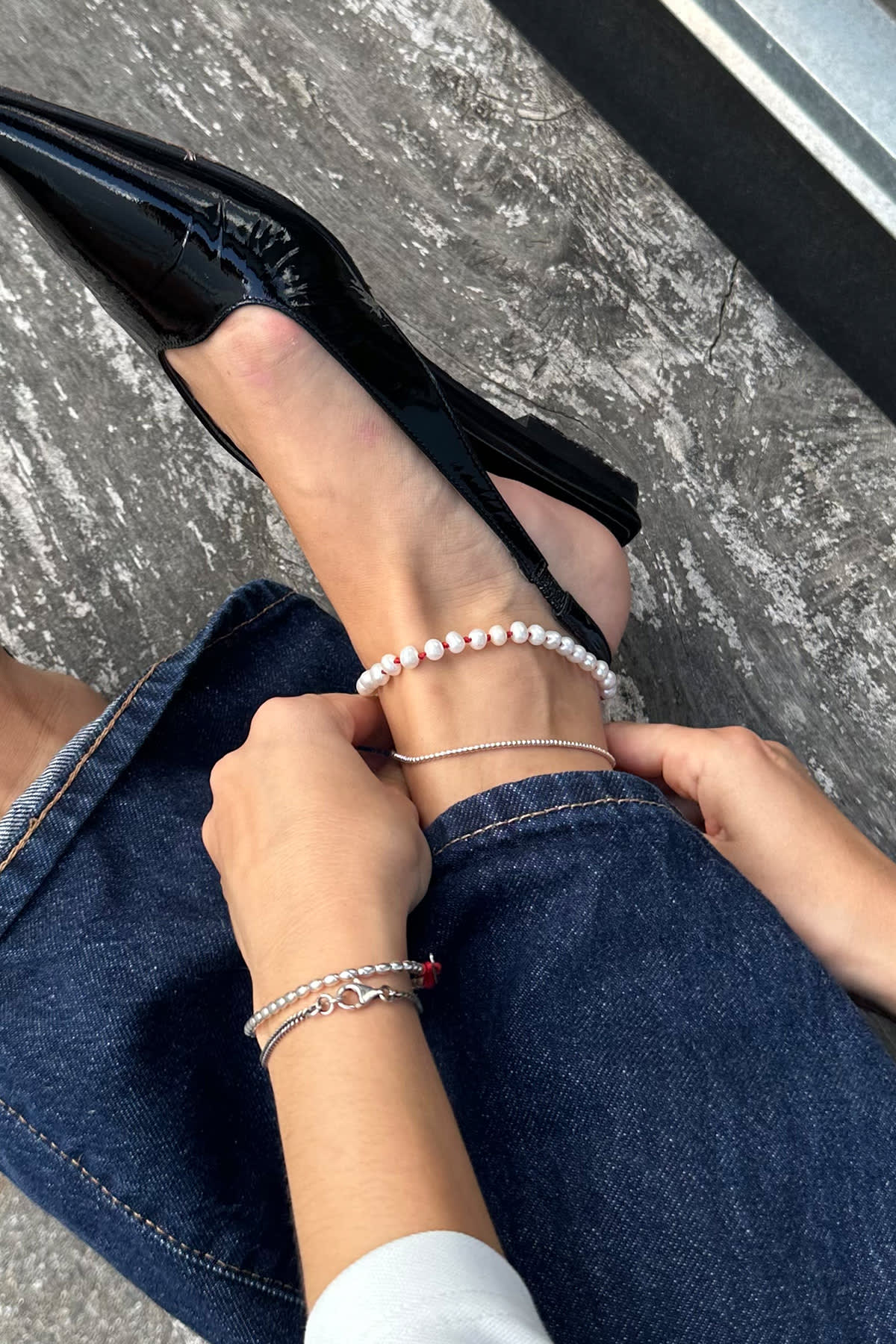 Pearl Anklet - Nafsu I Gold Beads 1 - Rabens Saloner - DK