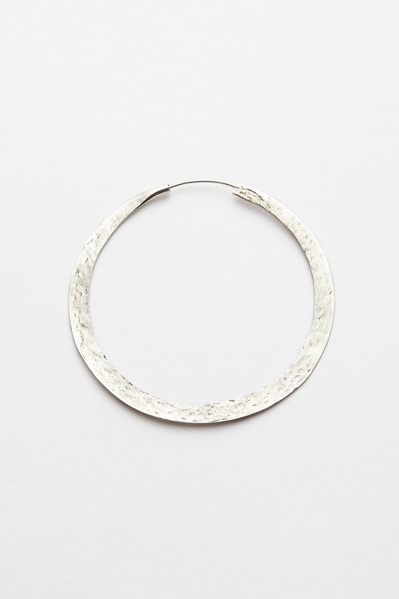 Nafsu - Silver hammered hoop L I Silver Silver O/S 4 - Rabens Saloner - DK