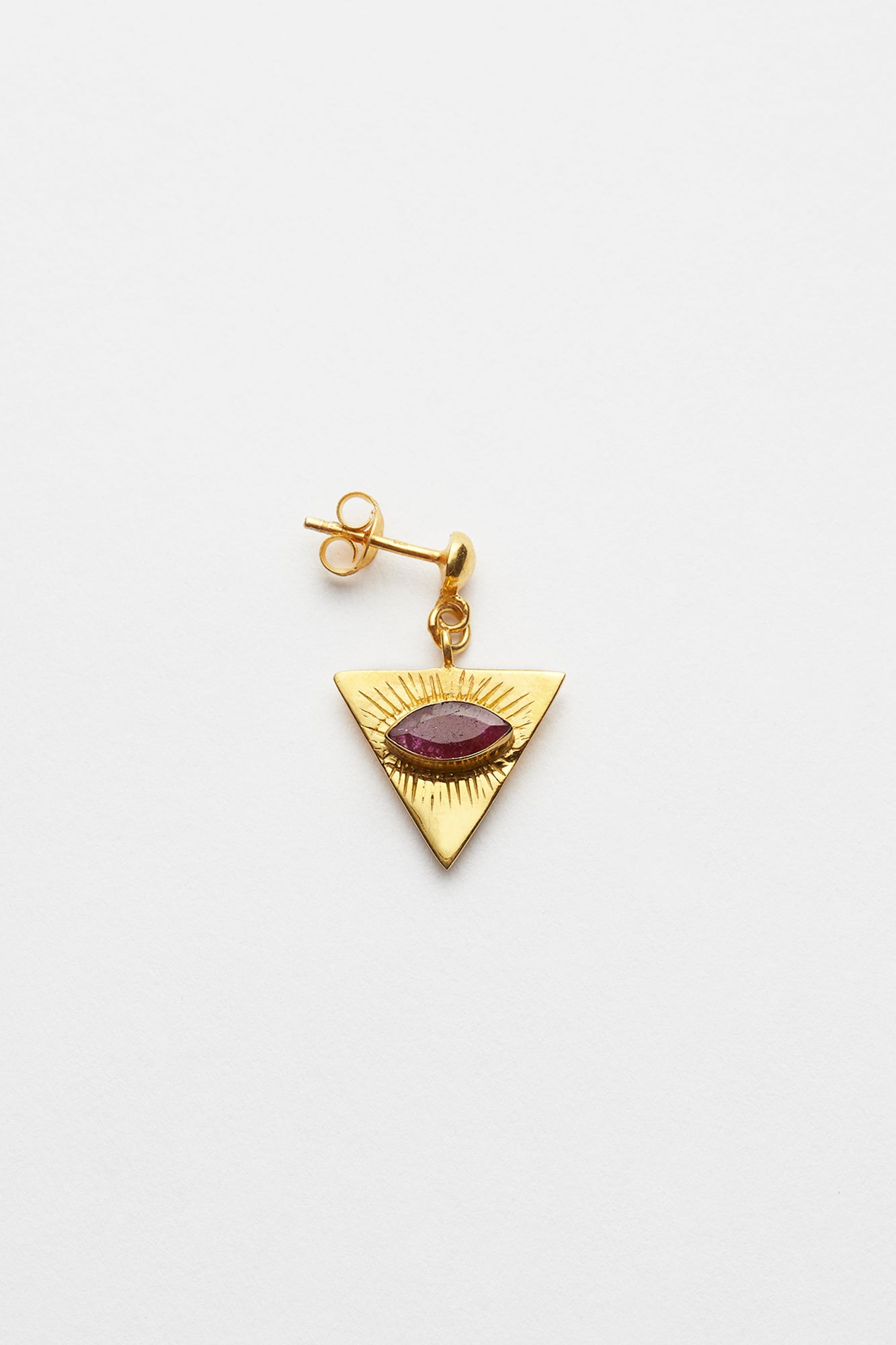 Nafsu - Earstick w/ Triangle Eye Pendant I Red Ruby Red Ruby O/S 2 - Rabens Saloner - DK