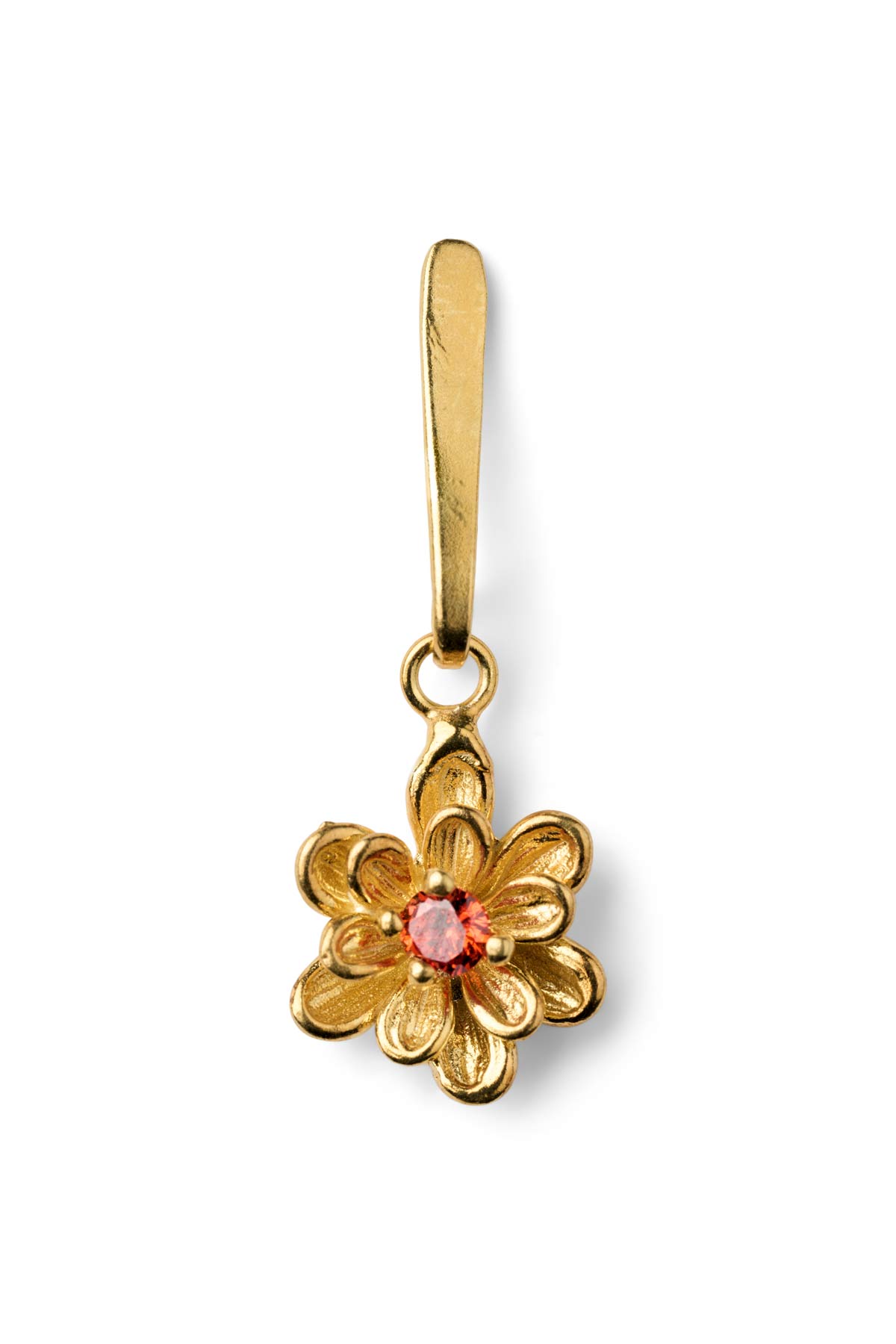 Stem Flower Stud - Nafsu I Gold w/ orange stone Gold w/ orange stone 1 - Rabens Saloner - DK