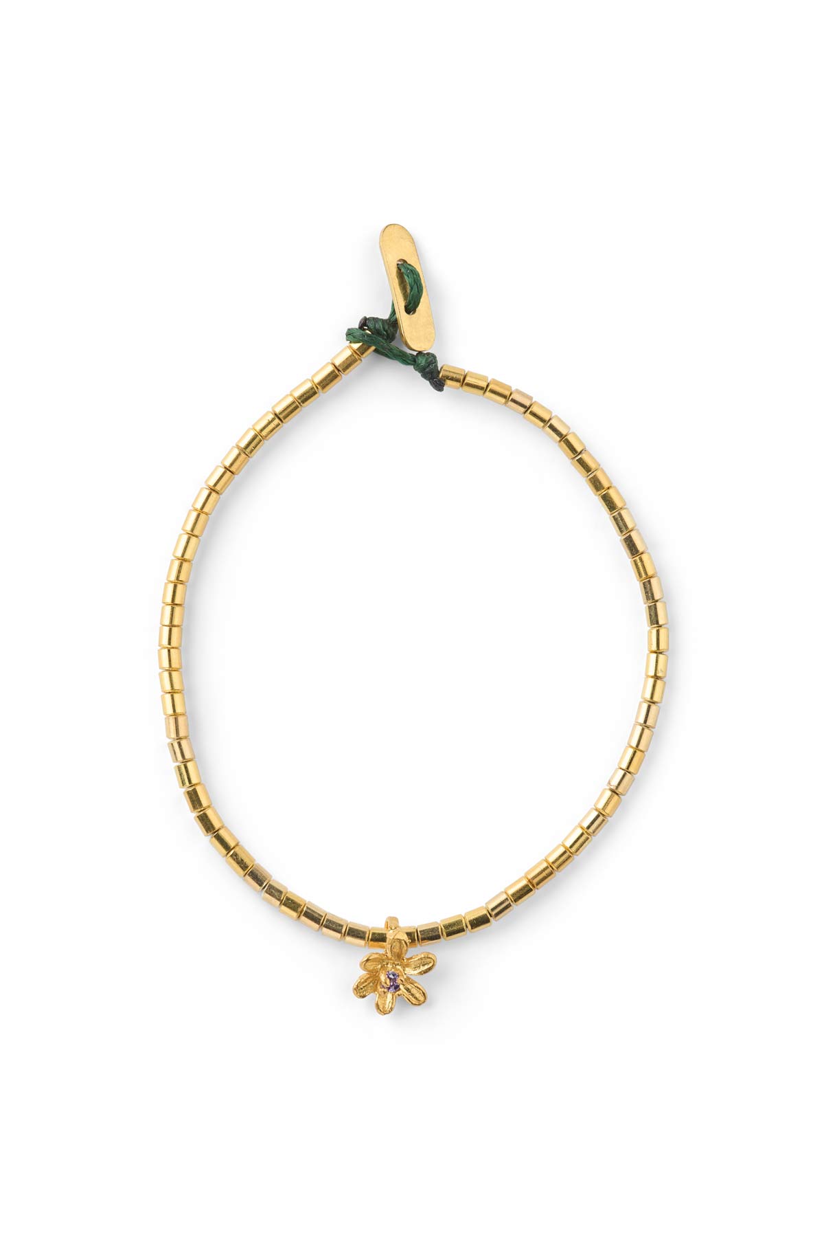 Tube Bead Flower Bracelet - Nafsu I Gold w/ purple stone Gold w/ purple stone 1 - Rabens Saloner - DK