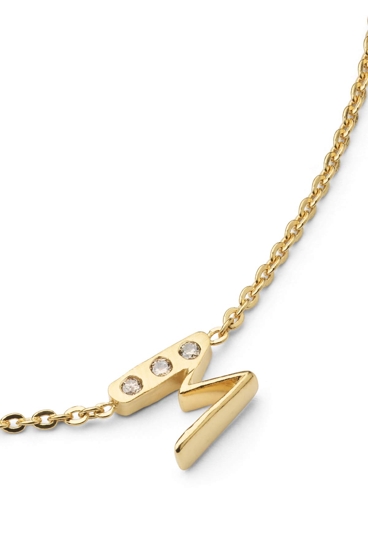 Diamond letter necklace - Rabens Momento I Gold w/ Champaign diamond Gold w/ Champaign diamond M 3 - Rabens Saloner - DK