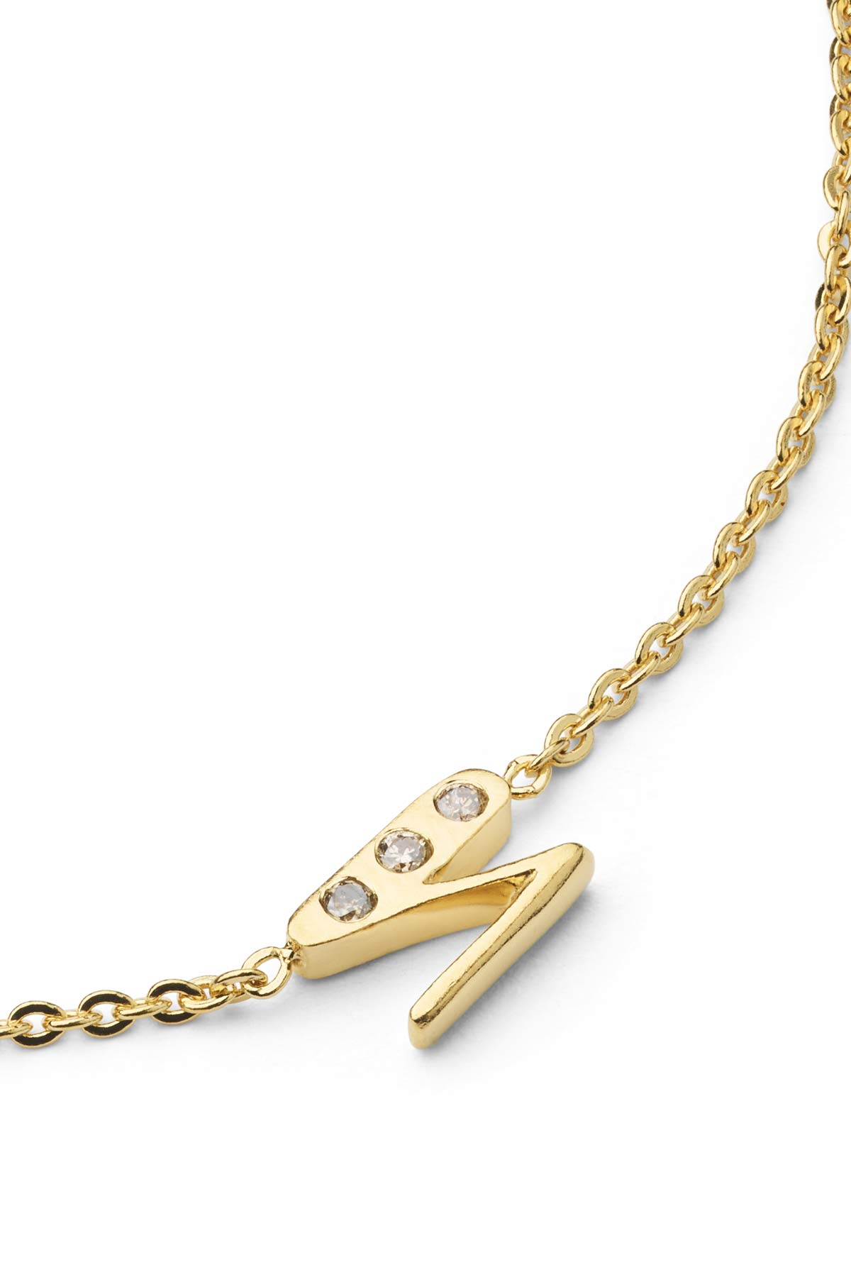 Diamond letter necklace - Rabens Momento I Gold w/ Champaign diamond
