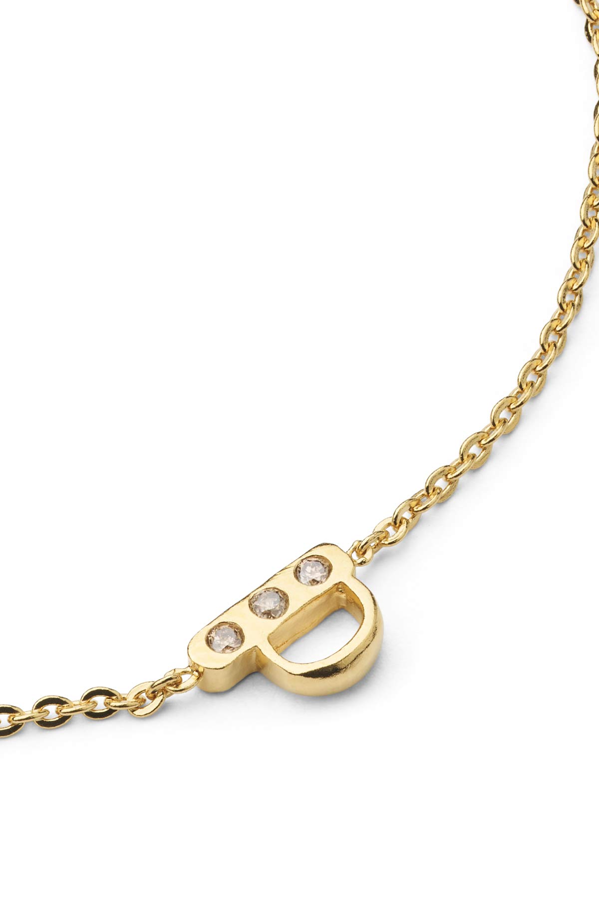 Diamond letter necklace - Rabens Momento I Gold w/ Champaign diamond
