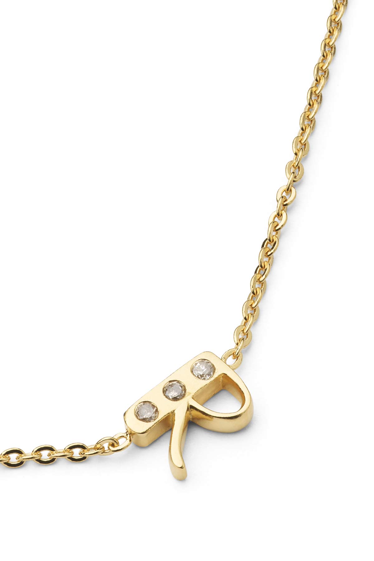 Diamond letter necklace - Rabens Momento I Gold w/ Champaign diamond