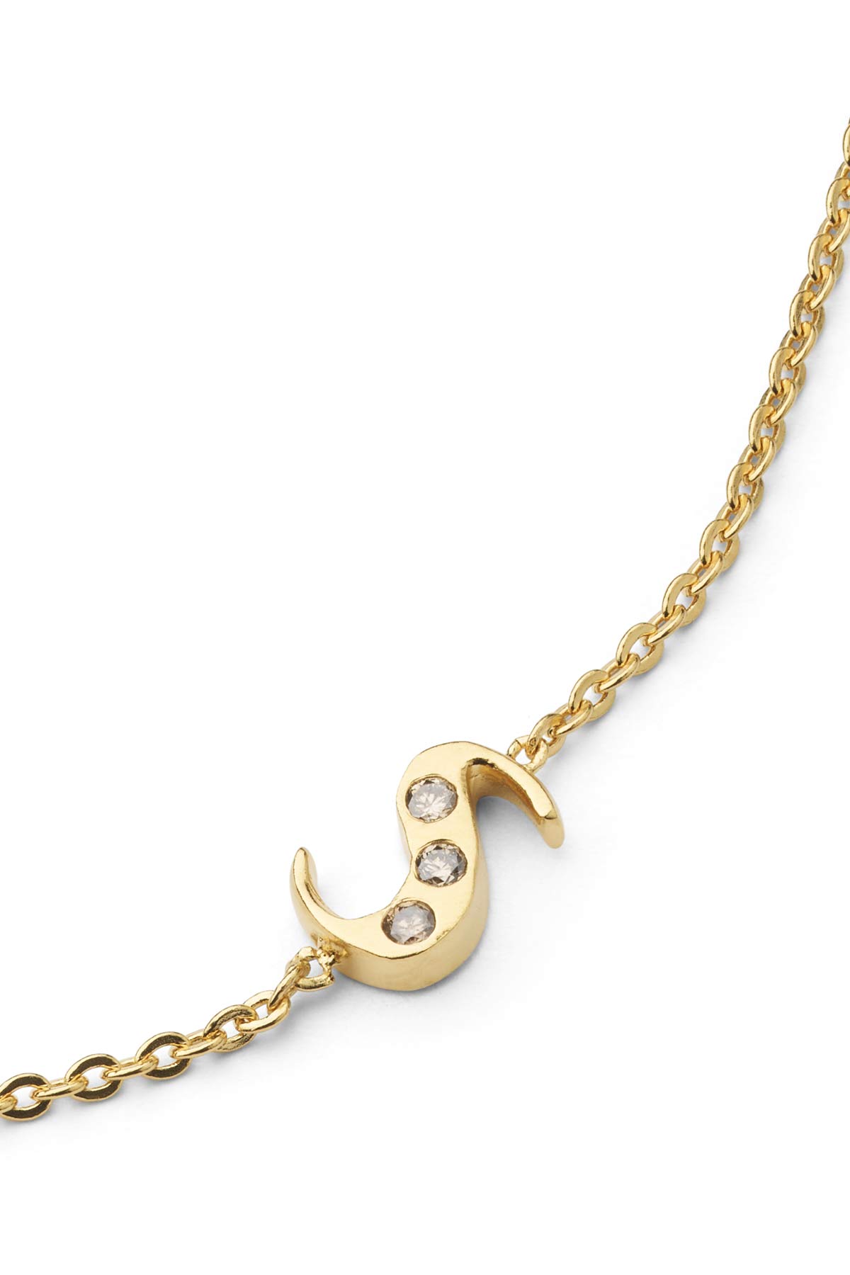 Diamond letter necklace - Rabens Momento I Gold w/ Champaign diamond Gold w/ Champaign diamond S 1 - Rabens Saloner - DK