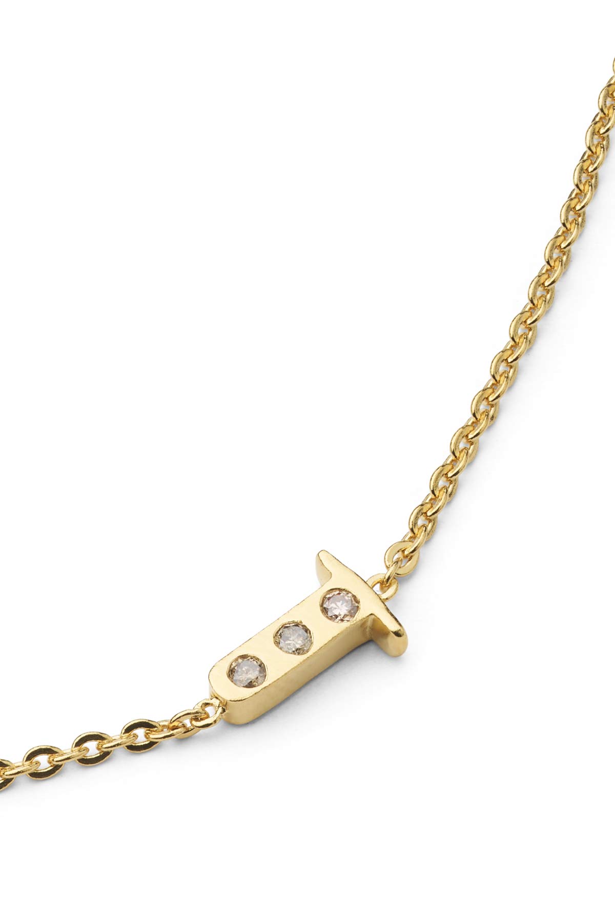 Diamond letter necklace - Rabens Momento I Gold w/ Champaign diamond