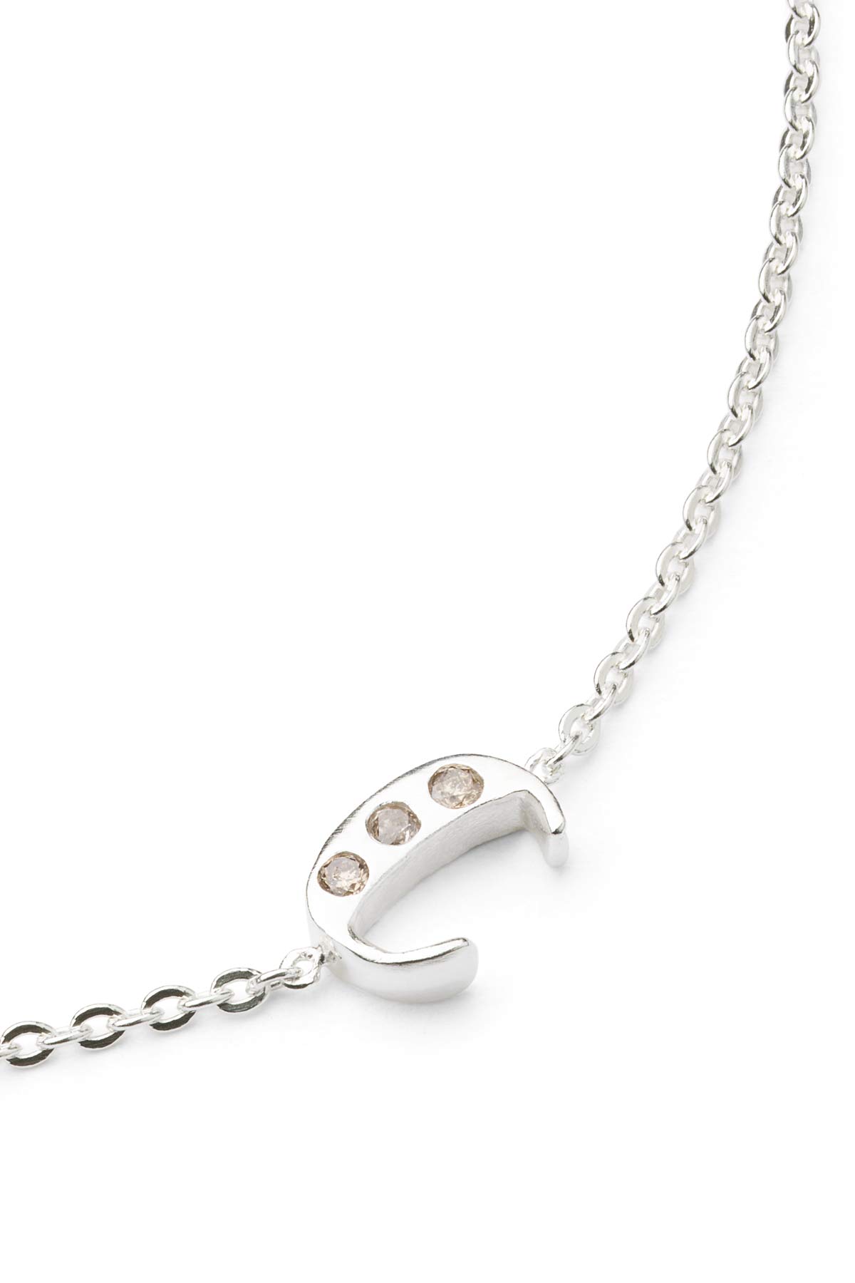 Diamond letter necklace - Rabens Momento I Silver w/ Champaign diamond Silver w/ Champaign diamond C 12 - Rabens Saloner - DK