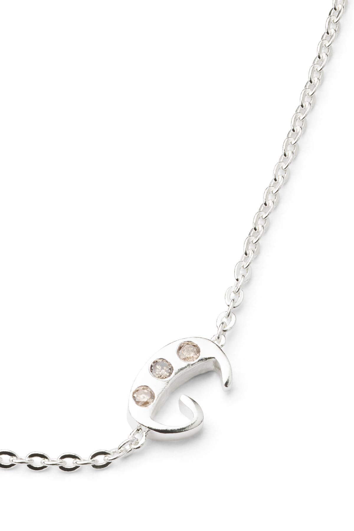 Diamond letter necklace - Rabens Momento I Silver w/ Champaign diamond Silver w/ Champaign diamond G 20 - Rabens Saloner - DK