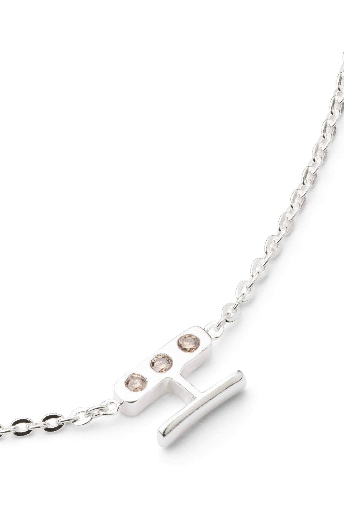 Diamond letter necklace - Rabens Momento I Silver w/ Champaign diamond Silver w/ Champaign diamond H 22 - Rabens Saloner - DK