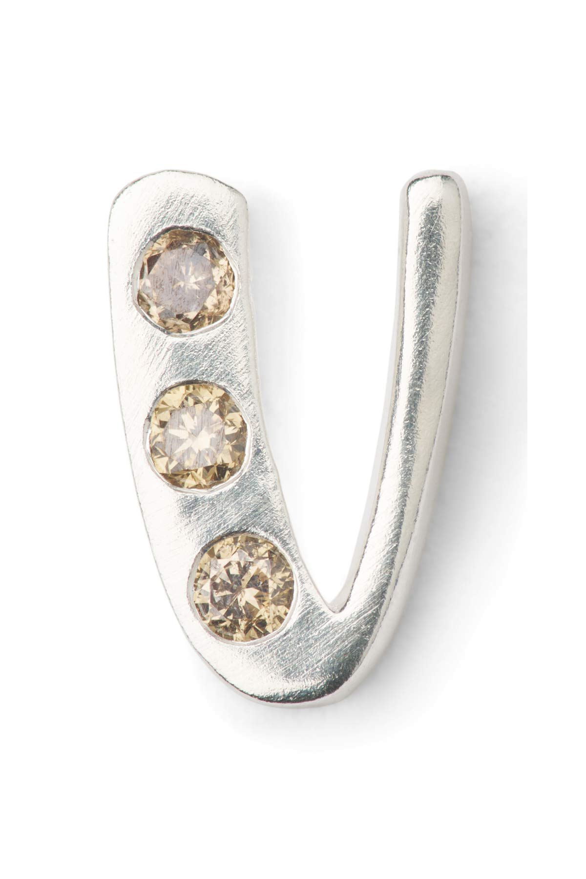 Diamond letter ear stud - Rabens Momento I Silver w/ Champaign diamond