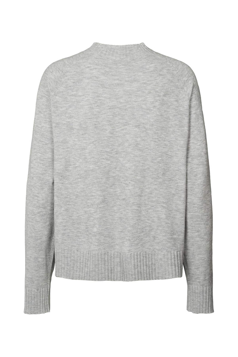 Ruca - Knit lounge boxy sweater I Grey melange    4 - Rabens Saloner - DK