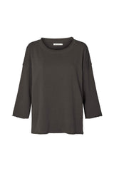 Light stretch 3/4 sleeve top - Dena I Faded black 3 - Rabens Saloner - DK