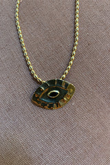 Rice Bead Necklace w/ Giant Eye Pendant - Nafsu I Gold 4 - Rabens Saloner - DK