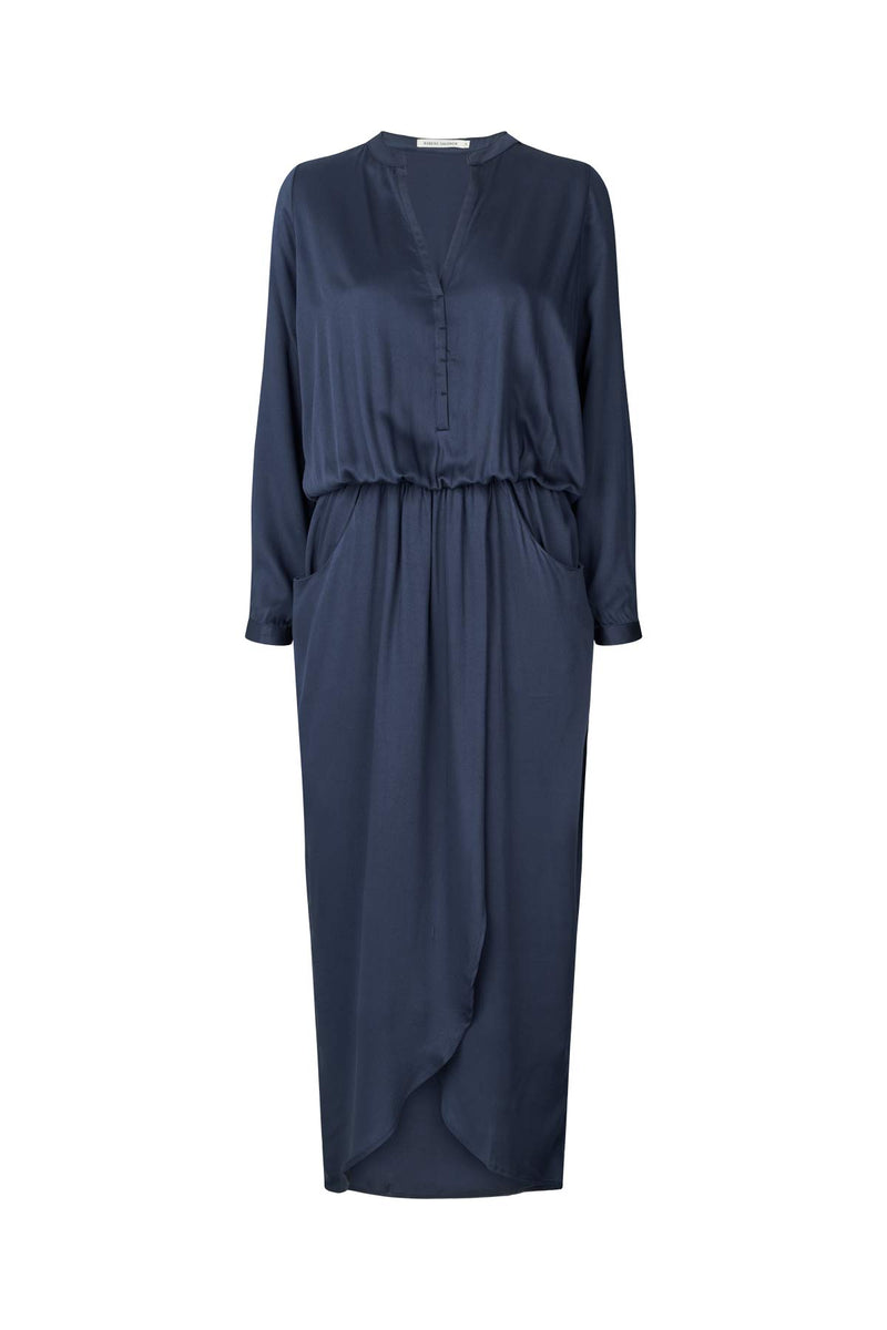 Vera - Solid wrap over dress L/S I Navy Blue 3 - Rabens Saloner - DK