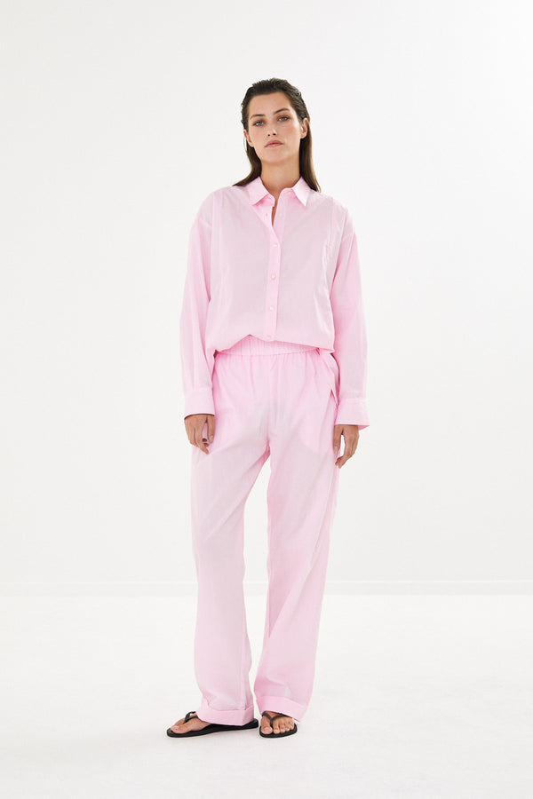 Lorna - Poplin bib front shirt I Light Pink    2 - Rabens Saloner - DK