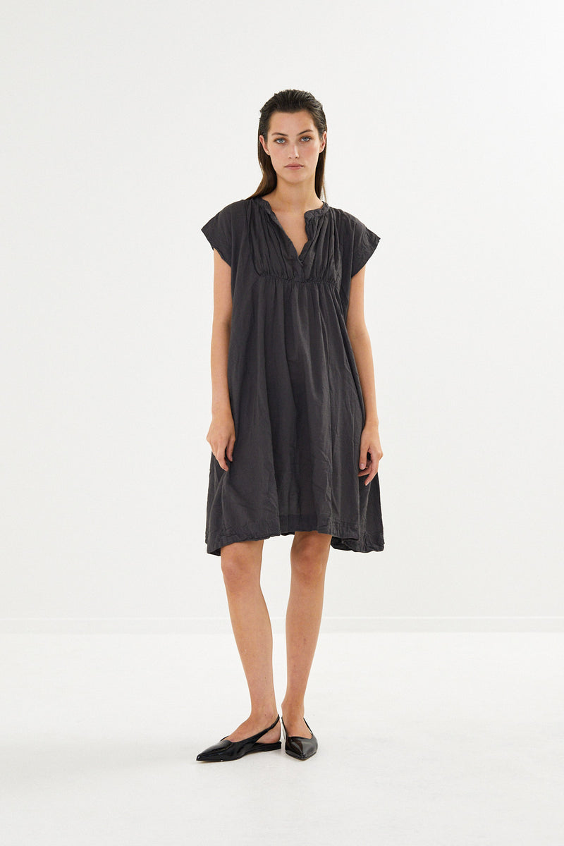 Lotti - Cotton short dress I Dark slate    1 - Rabens Saloner - DK