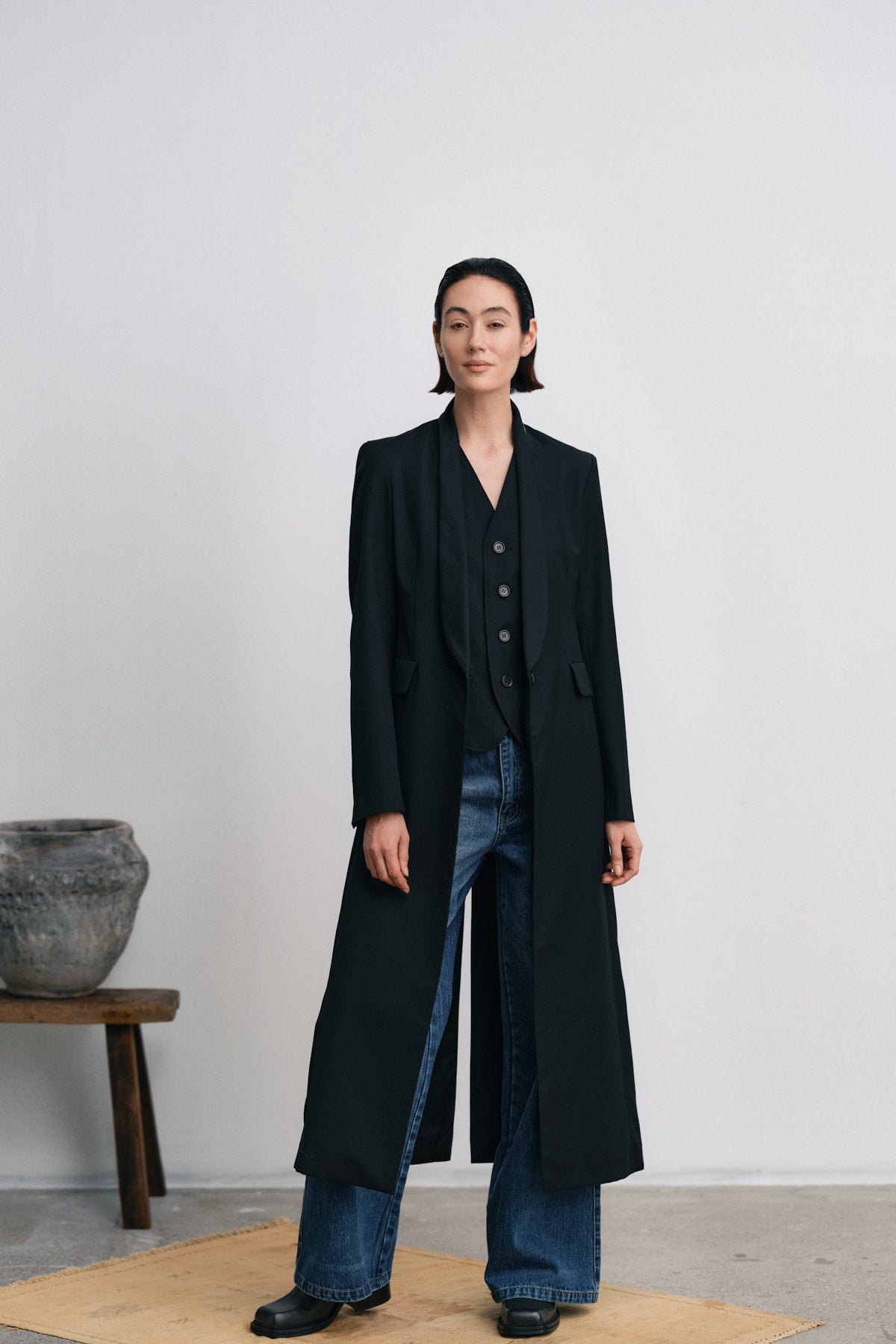 Talma - Smooth tailoring long jacket I Black 8 - Rabens Saloner - DK