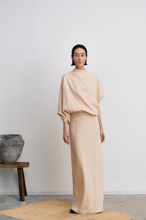 Mila - Ripple drape dress I Sand Dollar Sand Dollar XS 6 - Rabens Saloner - DK