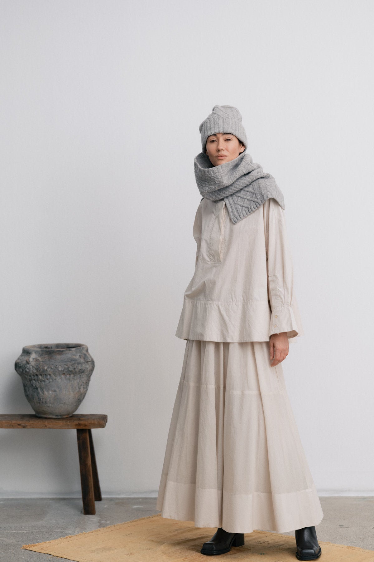 Dema - Poplin full layered skirt I Clay 8 - Rabens Saloner - DK