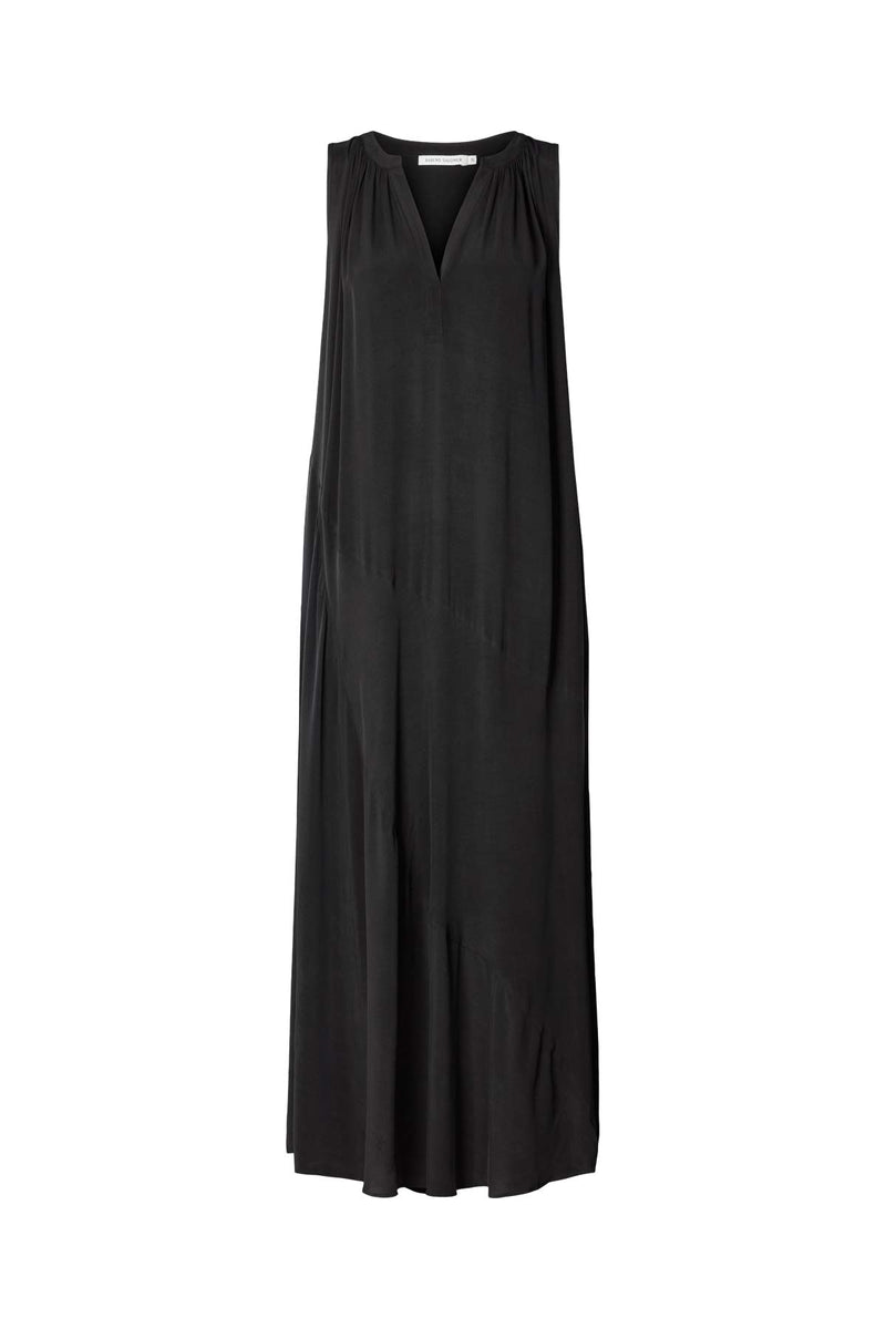 Chili - Sandwashed long placket dress I Black Black XS  3 - Rabens Saloner - DK