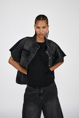 Denim vest jacket - Mir I Washed black denim 1 - Rabens Saloner - DK