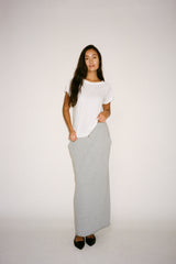 Hanni - Light stretch long skirt I Grey melange 2 - Rabens Saloner - DK