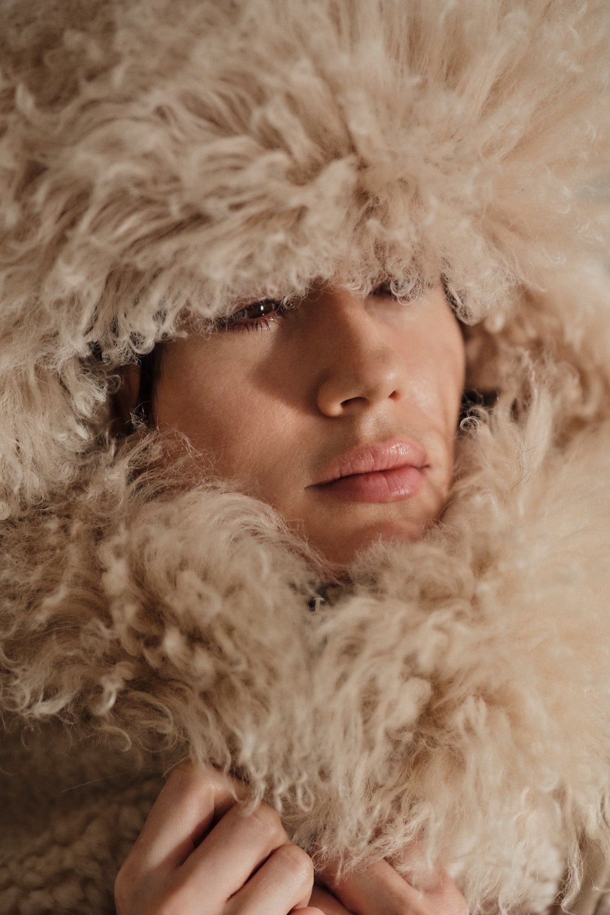 Stacia - Duo shearling jacket I Chalk 12 - Rabens Saloner - DK