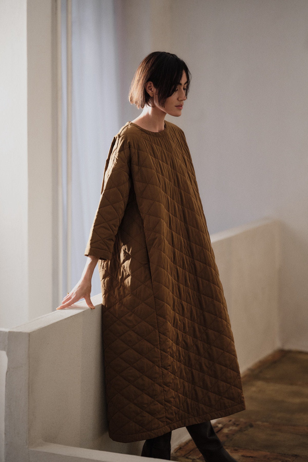 Pamala - Tech quilt dress I Chestnut 7 - Rabens Saloner - DK
