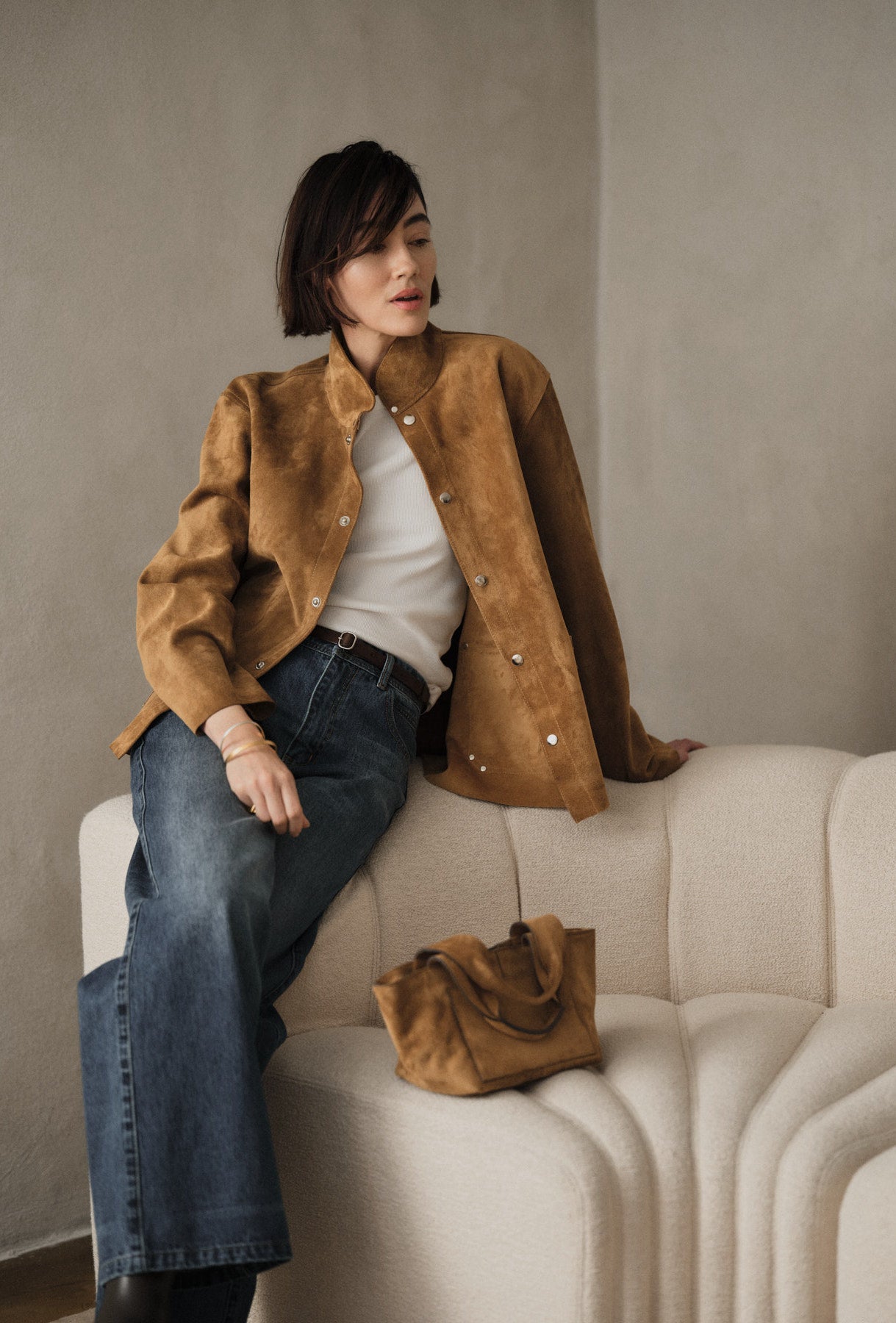 Thelma - Heavy suede jacket I Whiskey 8 - Rabens Saloner - DK