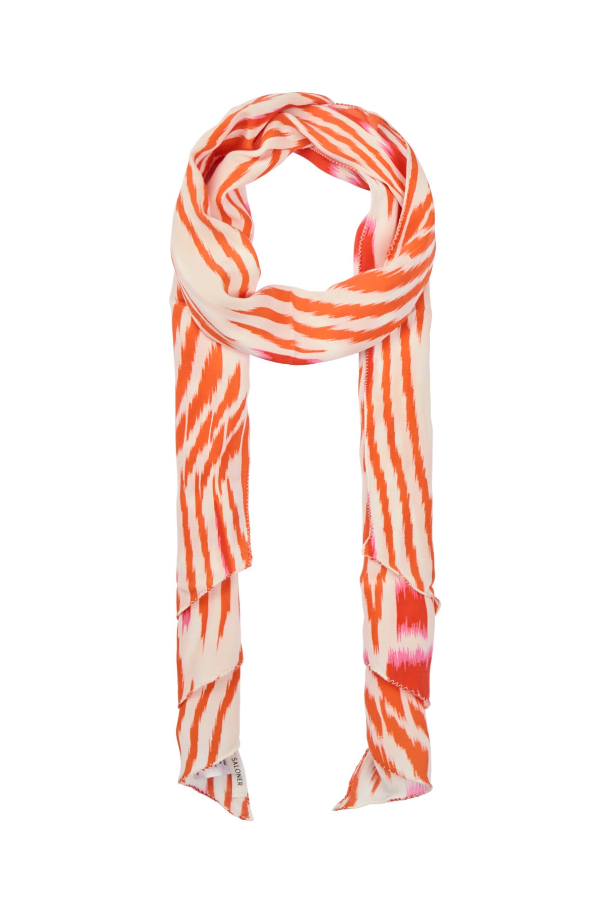 Tatiana - Ikat tie scarf I Mandarin pink ivory Mandarin pink ivory O/S 1 - Rabens Saloner - DK