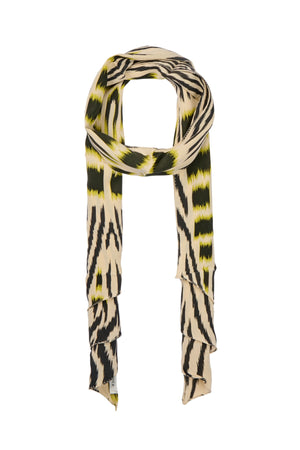 Tatiana - Ikat tie scarf I Citrus black dark beige 1 - Rabens Saloner - DK
